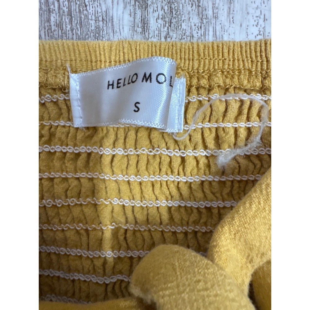 Hello‎ Molly Mustard Yellow Tie Front Cutout Button Down Midi Dress Size Small - Picture 3 of 7